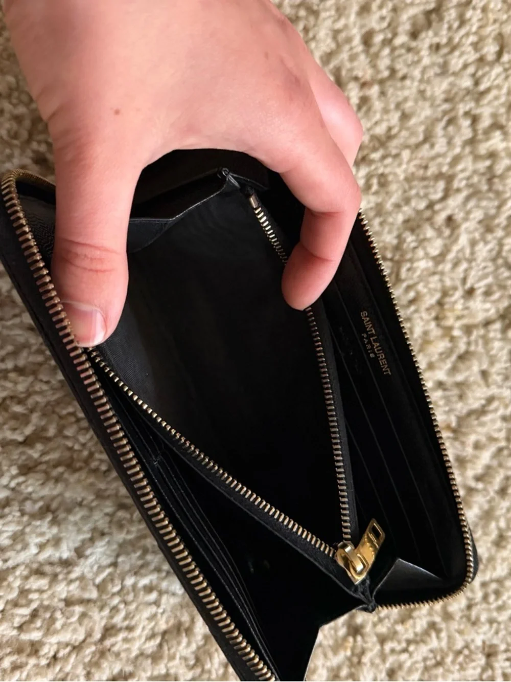 Saint Laurent Monogram Matelasse Leather Zip-Around Wallet